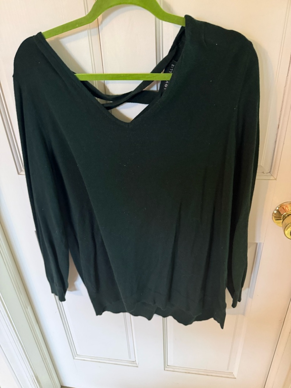 Women’s Black V-Neck Sweater with Crisscross Back